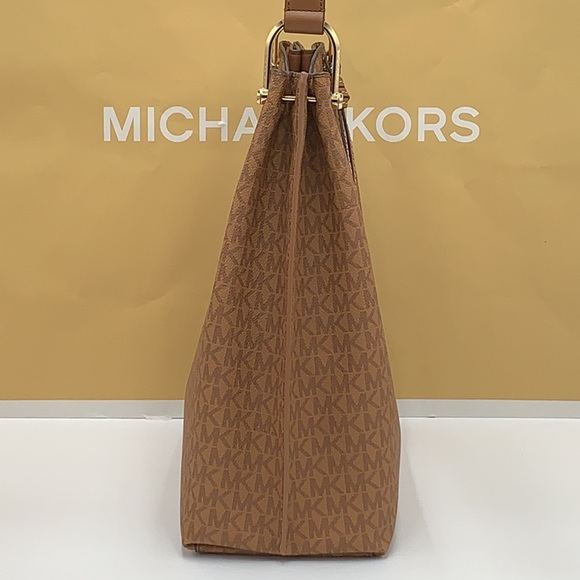 Michael Kors Joan Large Luggage Multi Signature Leather Slouchy Shoulder Handbag - Picture 5 of 14